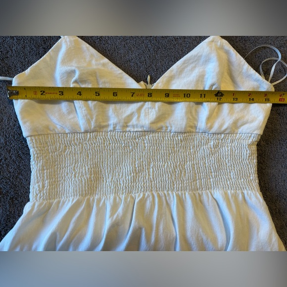 Zara Linen Blend Smocked Midi Sundress Ecru White Size M - Picture 5 of 8